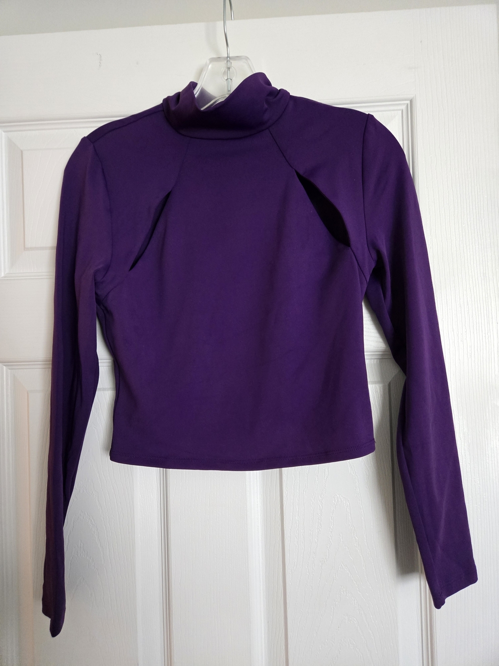 Express Purple Long-Sleeve Mock Neck Crop Top